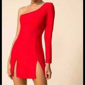 Superdown Vibrant Red One-Shoulder Dress